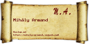 Mihály Armand névjegykártya